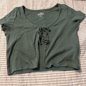 Hollister Green Tie Front Top